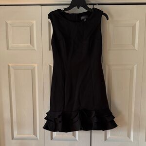Donna Ricco Black Ruffled Hem Mini Dress